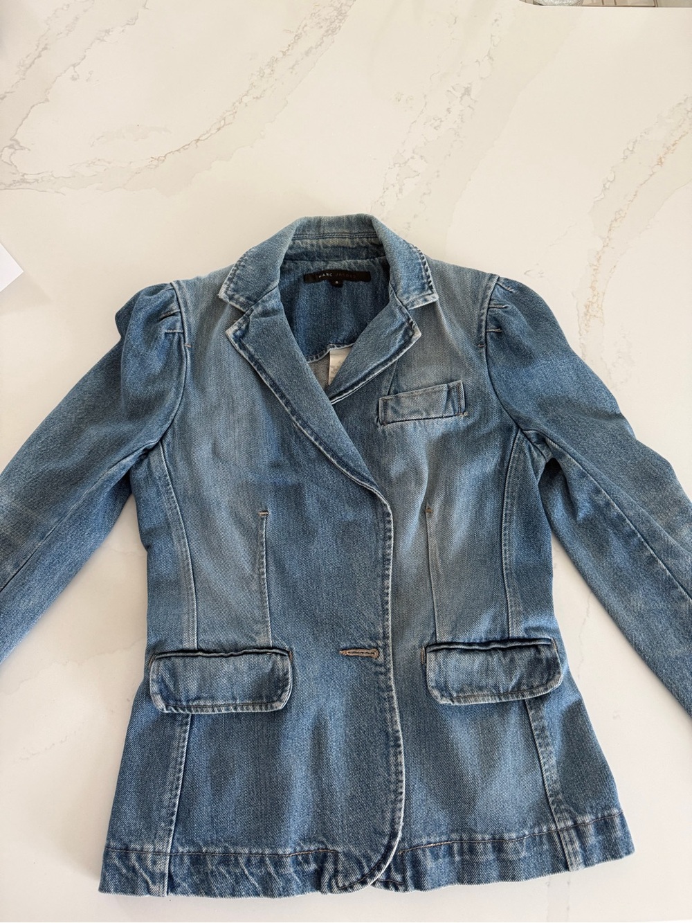 Marc Jacob’s Women's Light Wash Denim Blazer Jacket - Blue size 8